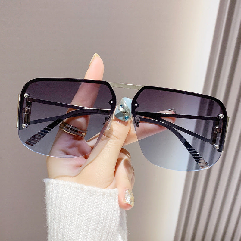 Wholesale New Sunglasses Men's Advanced Sense Metal Half-frame Aviator Sunglasses Women's Fashion